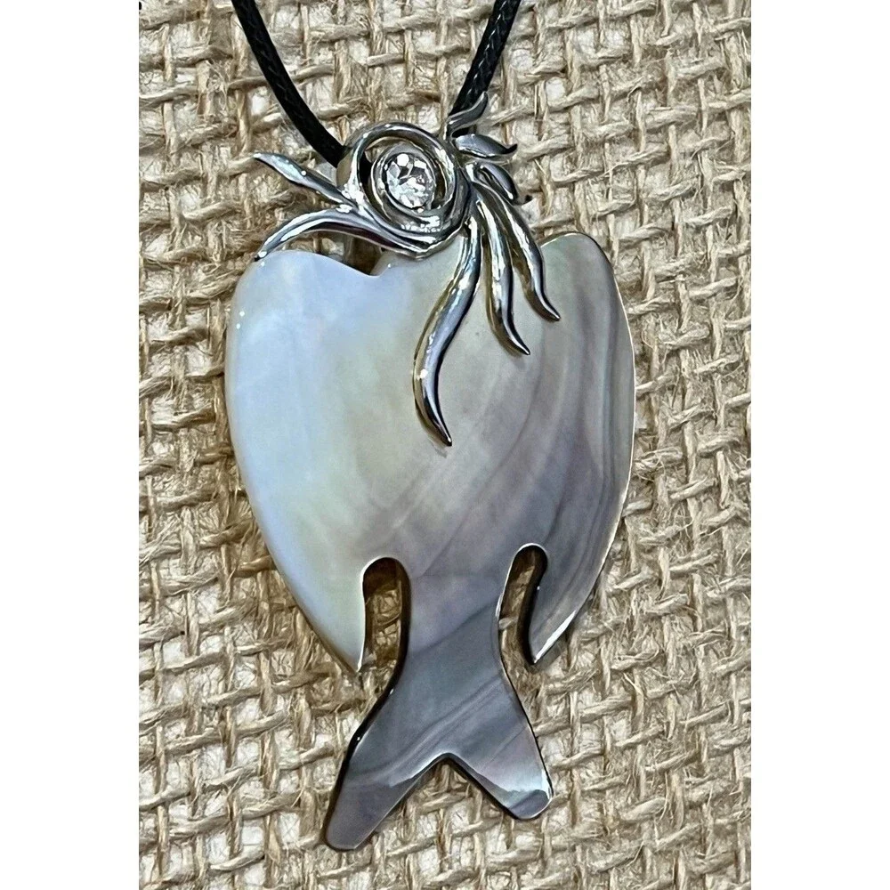 925 Sterling Silver Signed Pendant Necklace Roadrunner Bird MOP Bird Lovers